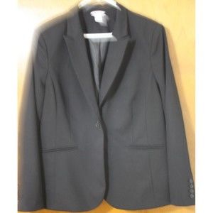 Liz Claiborne Black One Button Stretch Career Blazer Jacket Women’s 14 EUC